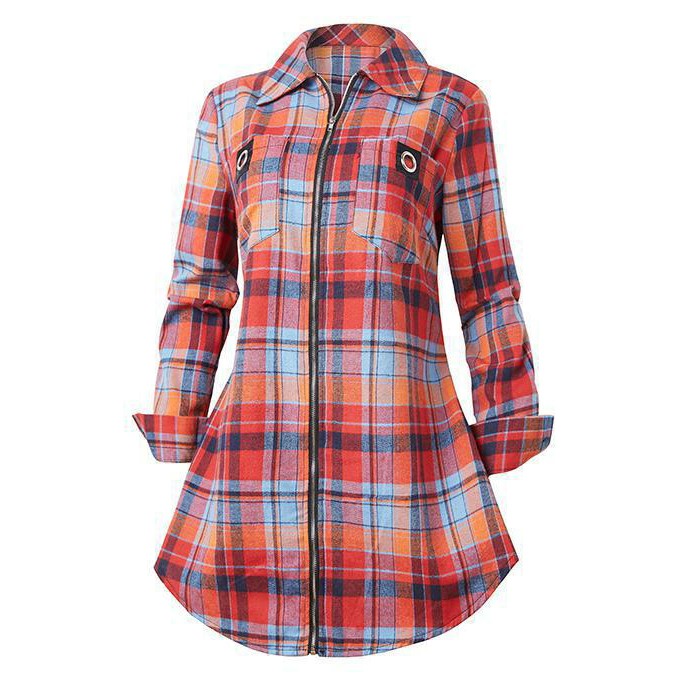 Plaid Long Sleeve Shirt Dress  - Winter Clothing For Women recension och pris