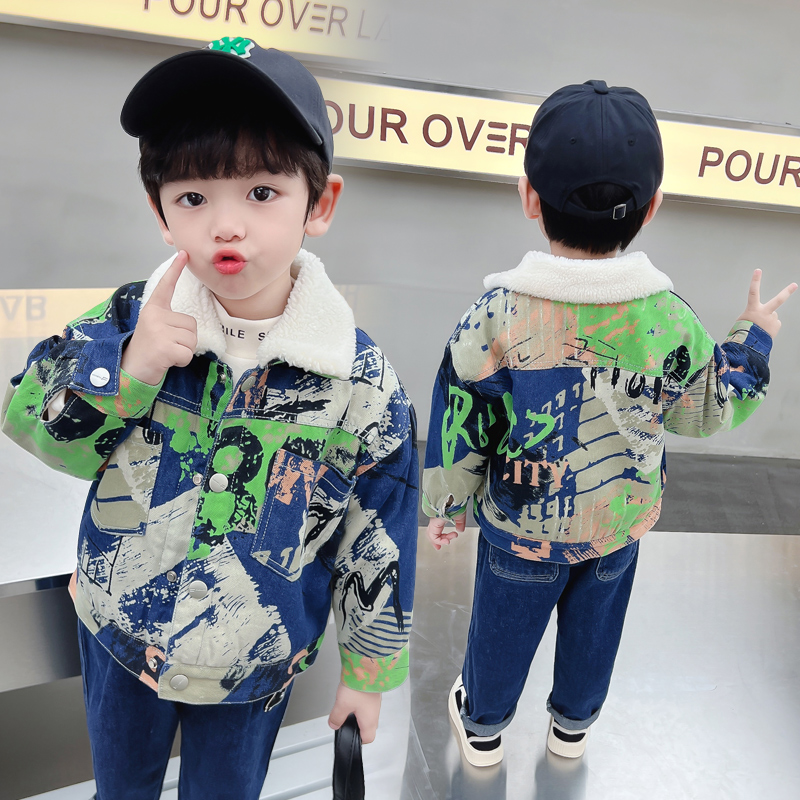 Kids Baby Warm Denim Jacket Pa - Winter Clothing Drawing recension och pris