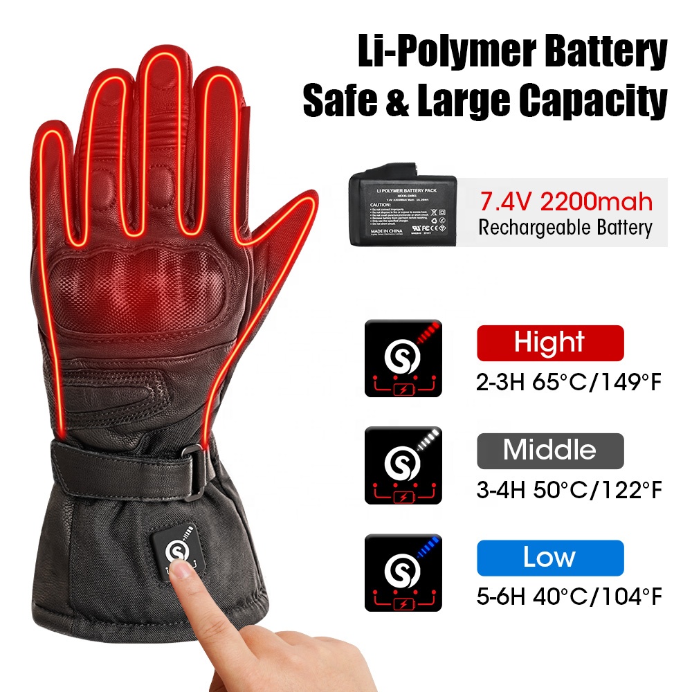 High Quality Genuine Leather E - Heated Gloves Electric recension och pris